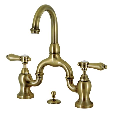 KINGSTON BRASS Bridge Bathroom Faucet with Brass PopUp, Antique Brass KS7993BAL
